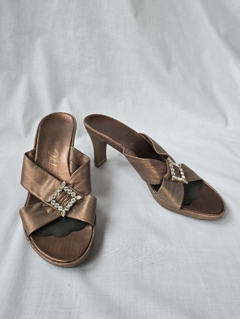 Oh!▪️Open Toed Heels with Rhinestone Buckle